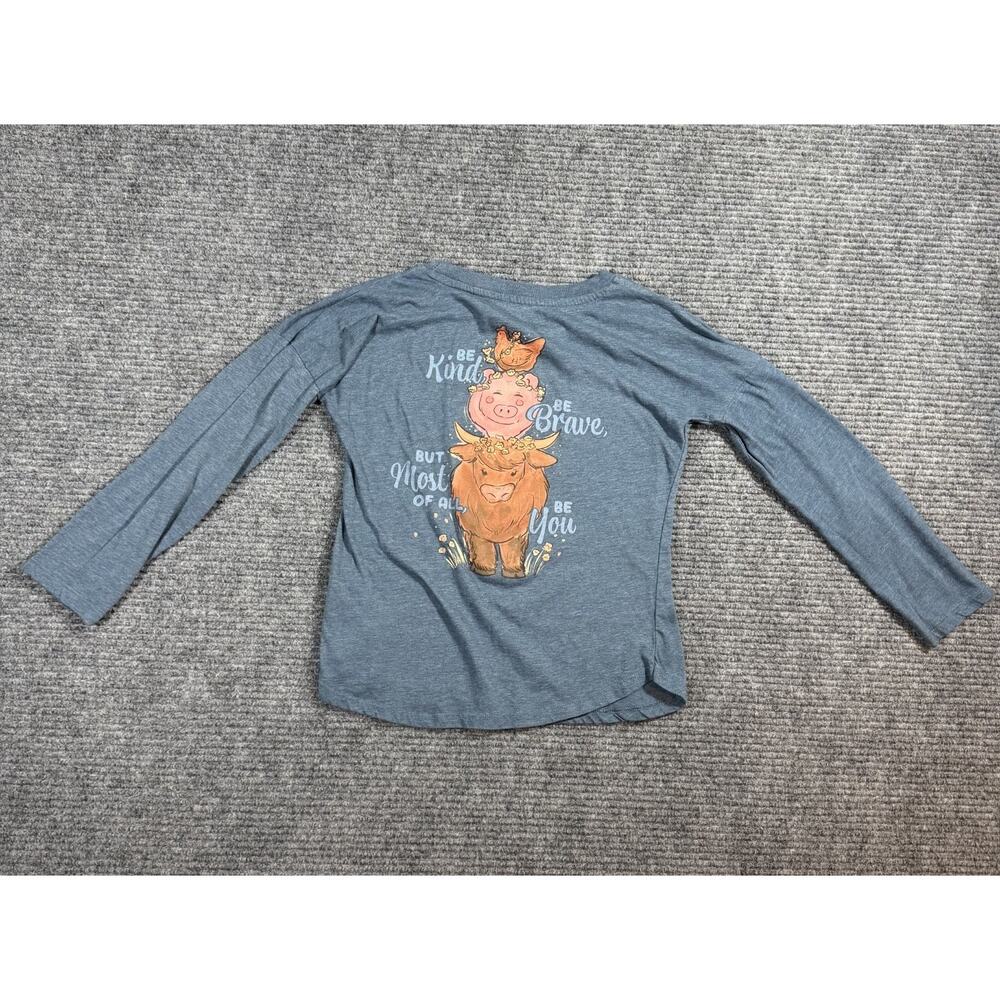 Lincoln Outfitters Girls Large 14/16 Long Sleeve Shirt Farm Animal Inspirational